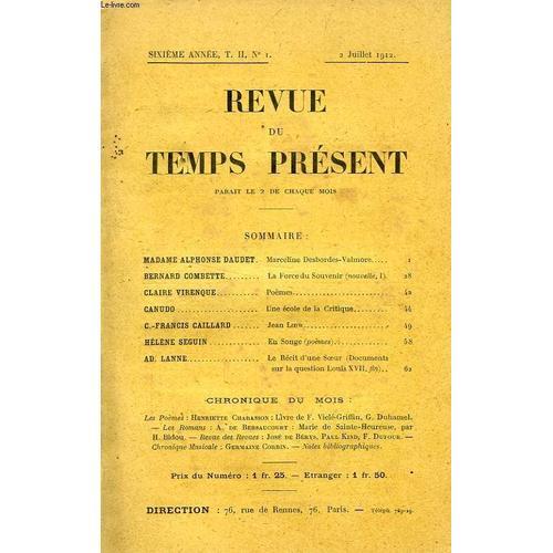 Revue Du Temps Present, 6e Annee, T. Ii, N° 1, Juillet 1912 on Productcaster.