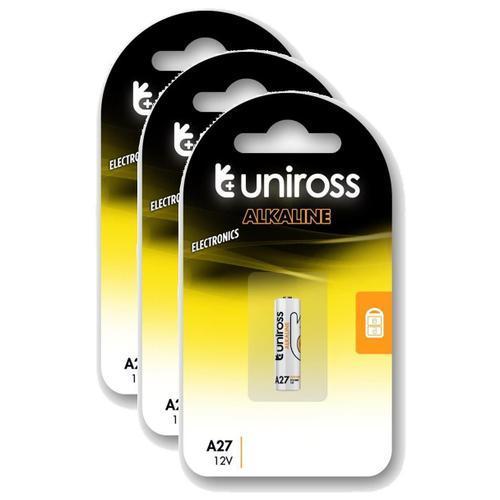 UNIROSS Lot de 3 Packs de 1 Pile Alcaline A27, MN27, GP27A, A27, L8... on Productcaster.