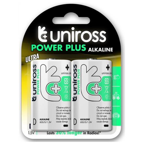 UNIROSS Pack de 2 Piles Alcalines D-LR20 Power Plus 1,5V on Productcaster.