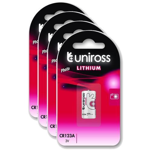 UNIROSS Lot de 4 Packs de 1 Pile Lithium CR123A, 3V on Productcaster.