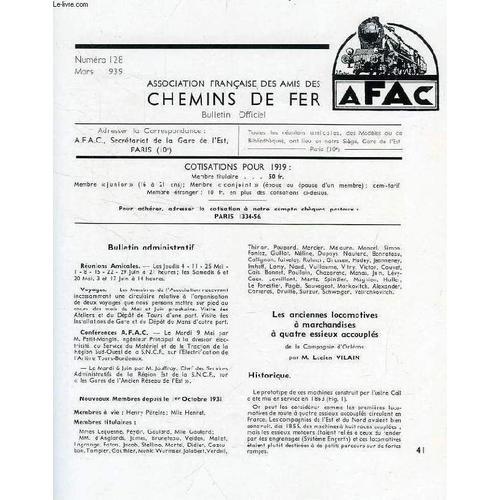 Chemins De Fer, N° 128, Mars 1939, Revue De L'association Francaise... on Productcaster.