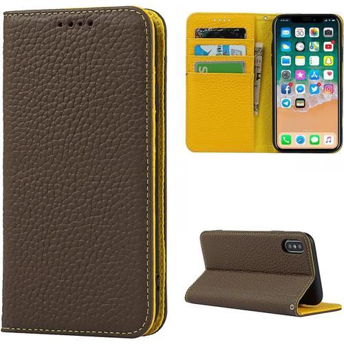 Coque Iphone Xs Max,Flip Cuir Veritable Portefeuille Etui En Cuir,4... on Productcaster.