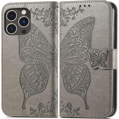 Coque Portefeuille Pour Iphone 14 Pro Max Avec Porte Carte Papillon... on Productcaster.