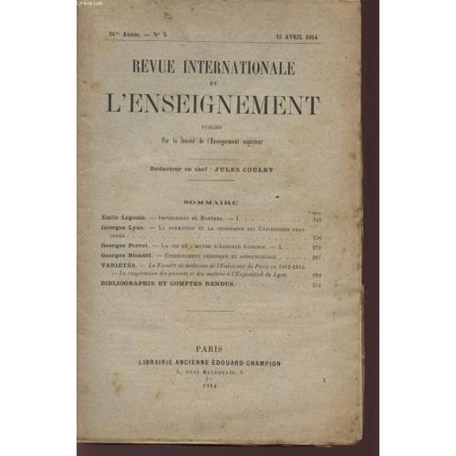 Revue Internationale De L'enseignement - 34è Annee - N°4 - 15 Avril... on Productcaster.