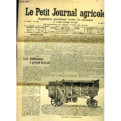 Le Petit Journal Agricole N° 646 - Les Batteuses À Grand Travail (A... on Productcaster.