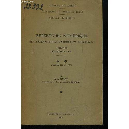 Répertoire Numérique Des Journaux Des Marches Et Opérations 1914 - ... on Productcaster.