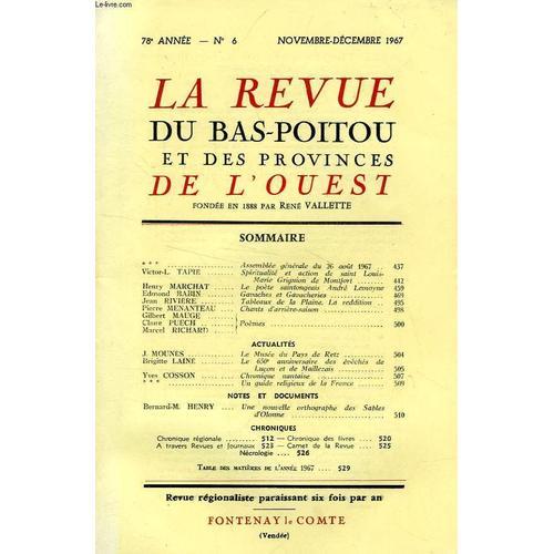 La Revue Du Bas-Poitou Et Des Provinces De L'ouest, 78e Annee, N° 6... on Productcaster.