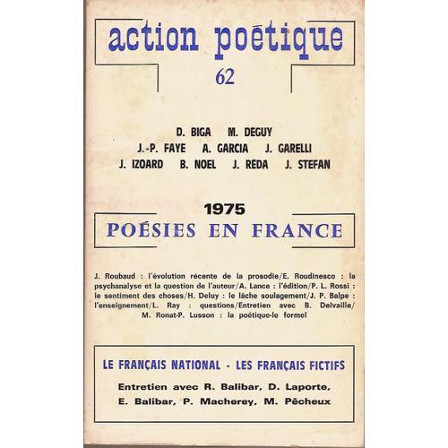 Action Poétique - 1975: Poésies En France on Productcaster.