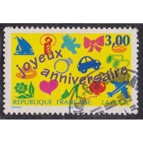 Timbre N°3046 Y&t 3,00 F Multicolore Timbres De Souhaits "Joyeux An... on Productcaster.