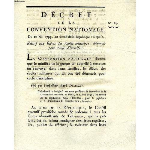 Decret De La Convention Nationale, N° 867, Relatif Aux Eleves Des E... on Productcaster.