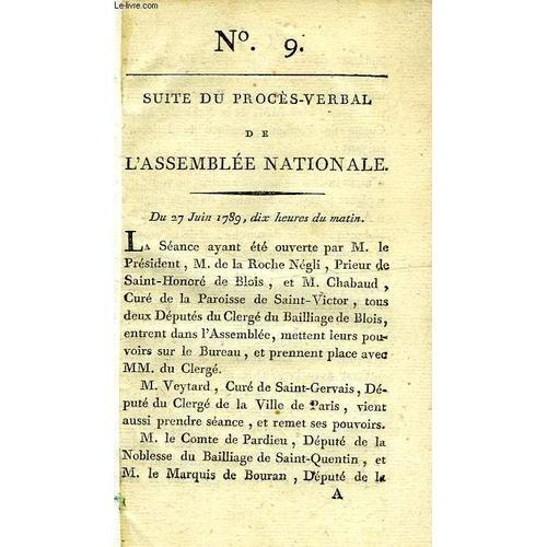 Suite Du Proces-Verbal De L'assemblee Nationale (N° 9) on Productcaster.