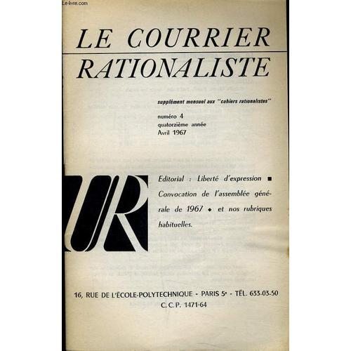 Le Courrier Rationalisten°4 (Supplément Mensuel Aux Cahiers Rationa... on Productcaster.