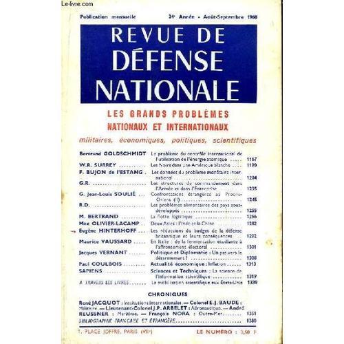 Revue De Défense Nationale, 24ème Année - Août / Septembre 1968 : L... on Productcaster.