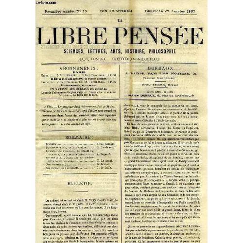 La Libre Pensee, 1re Annee, N° 15, 27 Jan. 1867, Sciences, Lettres,... on Productcaster.