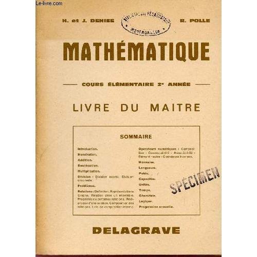 Mathematique / Cours Elementaire 2è Annee / Livre Du Maitre. on Productcaster.