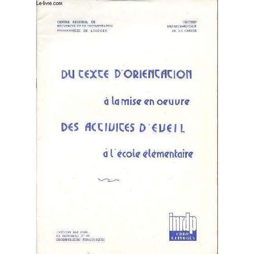 Du Texte D'orientation A La Mise Ene Oeuvre Des Activites D'eveil A... on Productcaster.