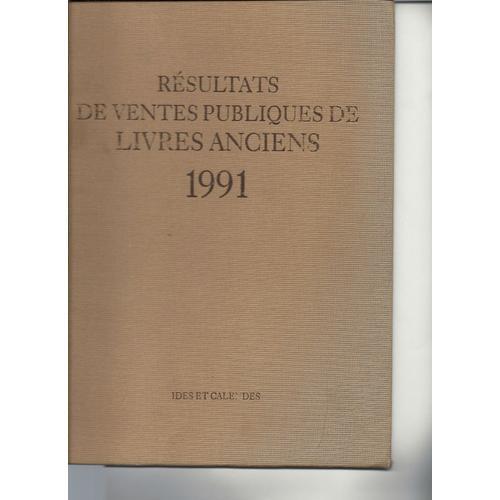 Résultats De Ventes Publiques De Livres Anciens 1991 on Productcaster.