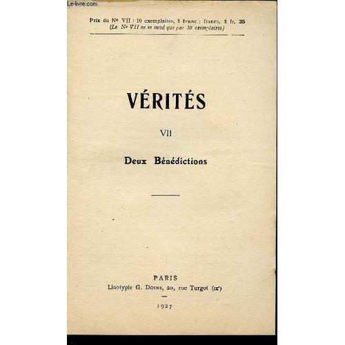 Verites / Vii - Deux Benedictions. on Productcaster.