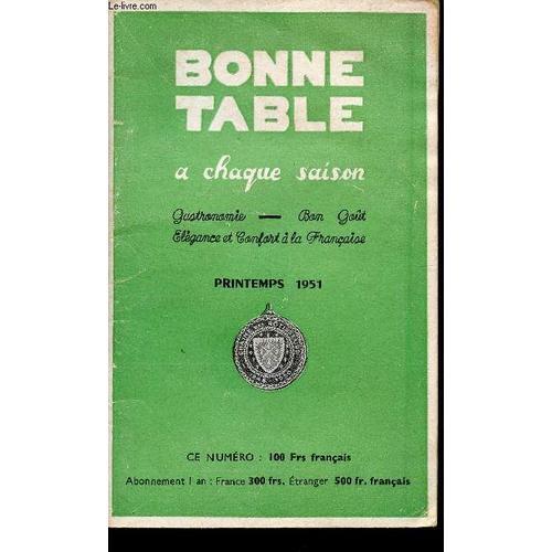 Bonne Table A Chaque Saison / Printemps 1951. on Productcaster.