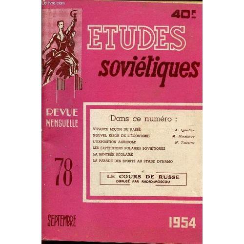 Etudes Sovietiques / Revue Mensuelle N° 78 - Septembre 1954 / Le Co... on Productcaster.