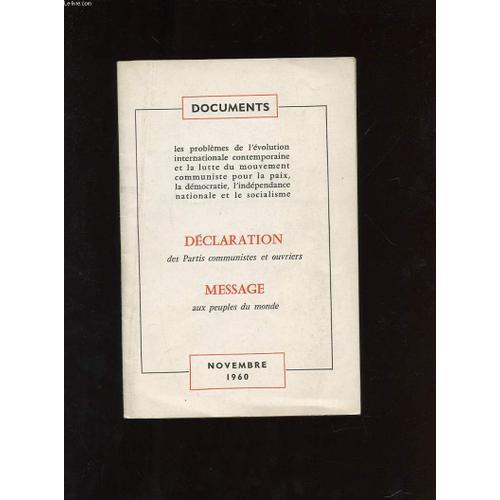 Declaration Des Partis Communistes Et Ouvriers. Message Aux Peuples... on Productcaster.