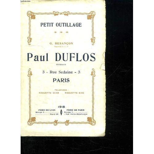 Petit Outillage. Paul Duflos. Catalogue. on Productcaster.