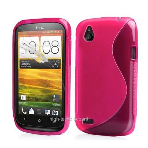 Housse Etui Coque Pochette Silicone Gel Rose Pour Htc Desire X Fi... on Productcaster.