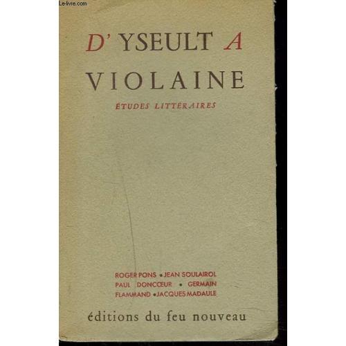 D'yseult A Violaine. Etudes Litteraires. on Productcaster.