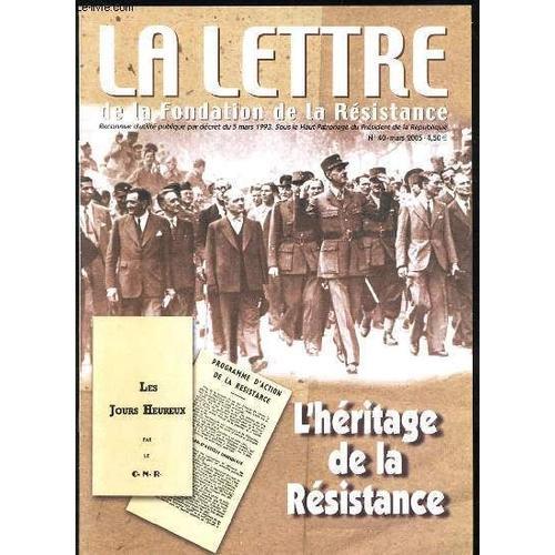 La Lettre De La Fondation De La Resistance N°40 - L'heritage De La ... on Productcaster.