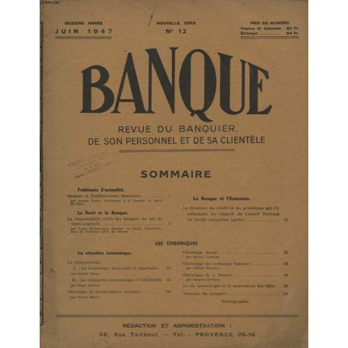 Banque N°12 : Problemes D Actualite Banques Et Etablissements Finan... on Productcaster.