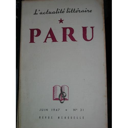 Paru, Revue De L'actualite Litteraire, Intellectuelle Et Artistique... on Productcaster.