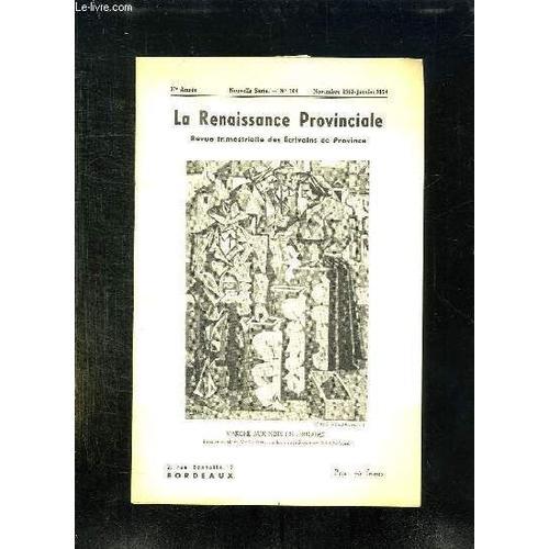 La Renaissance Provinciale N° 104 Novembre 1953 Janvier 1954. Marc... on Productcaster.