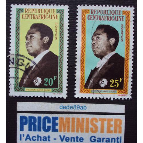 République Centrafricaine.. 2 Timbres 20f & 25f Président David Dac... on Productcaster.