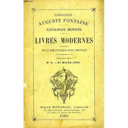 Librairie Auguste Fontaine, Catalogue Mensuel, N° 4, Mars 1894, Liv... on Productcaster.