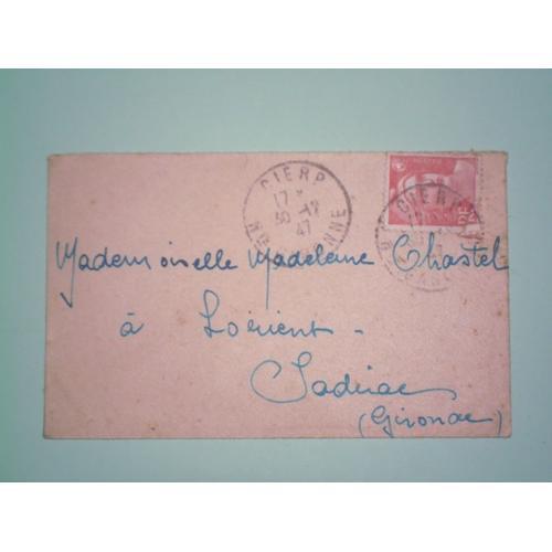 Timbre Oblitéré Marianne De Gandon 6f Rose Carminé 1947 Sur Envelop... on Productcaster.