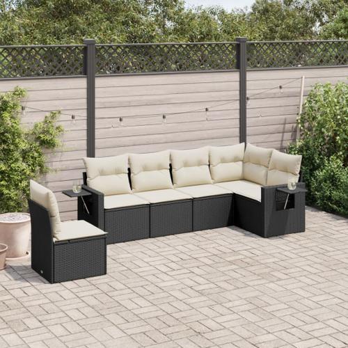 Vidaxl Salon De Jardin 6 Pcs Avec Coussins Noir Résine Tressée on Productcaster.