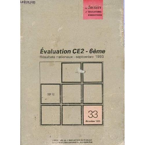 Evaluation Ce2 - 6ème / Resultats Nationaux - Septembre 1993 / Coll... on Productcaster.