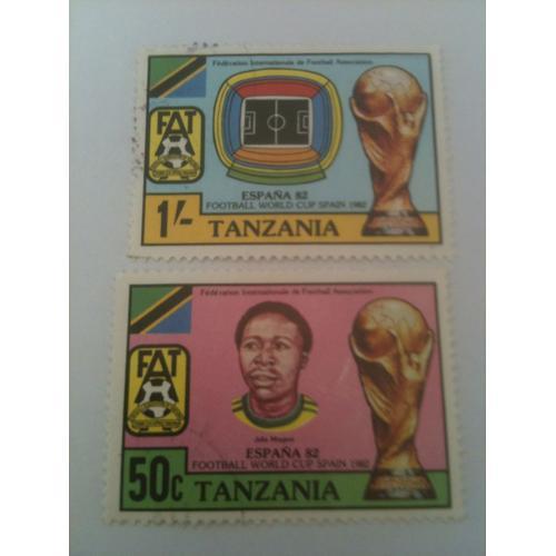 Lot De Deux Timbres Coupe Du Monde De Football Espagne 1982 Tanzanie on Productcaster.