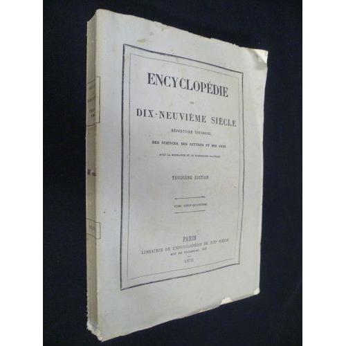 Encyclopédie Du Dix-Neuvième Siècle - Répertoire Universel Des Scie... on Productcaster.