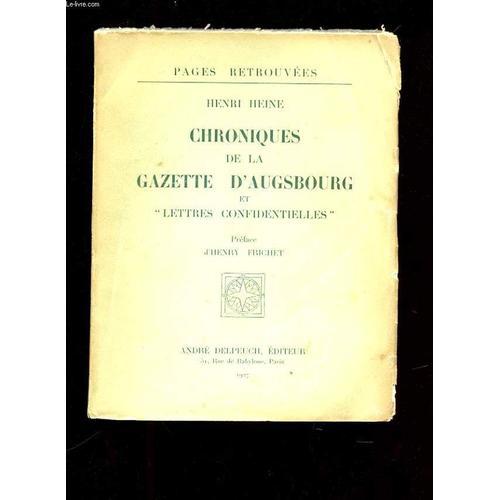 Chroniques De La Gazette D'augsbourg Et Lettres Confidentielles on Productcaster.