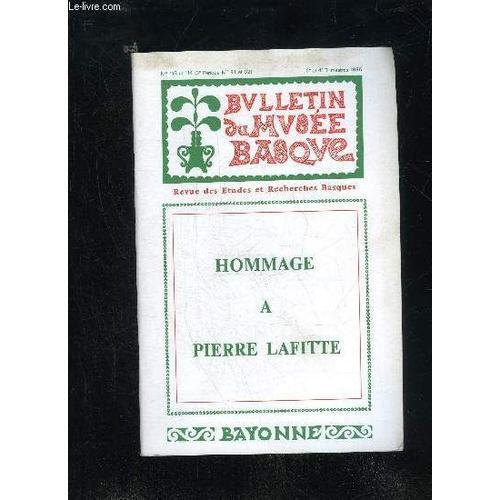 Bulletin Du Musee Basque N° 113-114 - Hommage A Pierre Laffite on Productcaster.