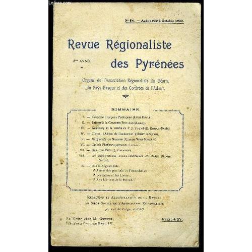 Revue Regionaliste Des Pyrennees N° 54 - I.¿ Causerie : Leçons Poét... on Productcaster.