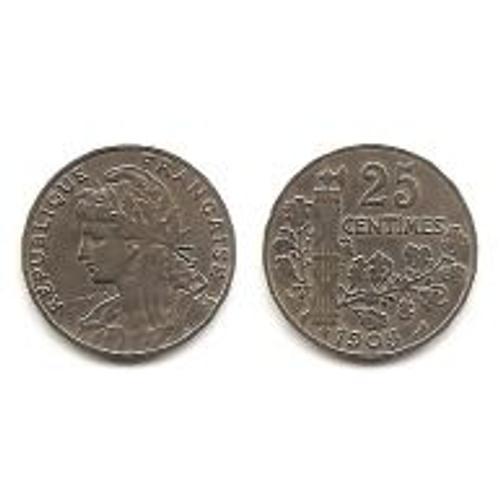 France = Pièce De 25 Centimes, Type Patey, Année 1905, En Nickel. on Productcaster.