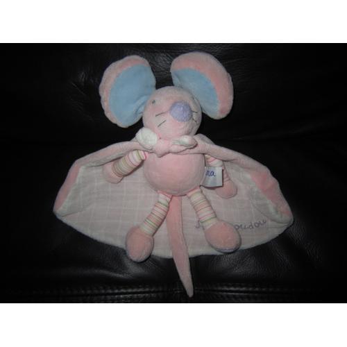 Doudou Souris Ajena Peluche Rose Bleu Blanc Cape Brodé Super Doudo... on Productcaster.