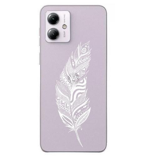 Coque Pour Moto G54 5g Plumes Blanc on Productcaster.