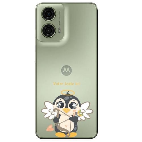 Coque Pour Moto G24 Et G04 Pingouin Cupidon Et Coeur Personnalise on Productcaster.