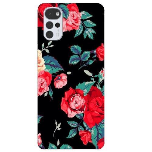 Coque Pour Moto G22 Fleur Rouge Rose Vintage on Productcaster.