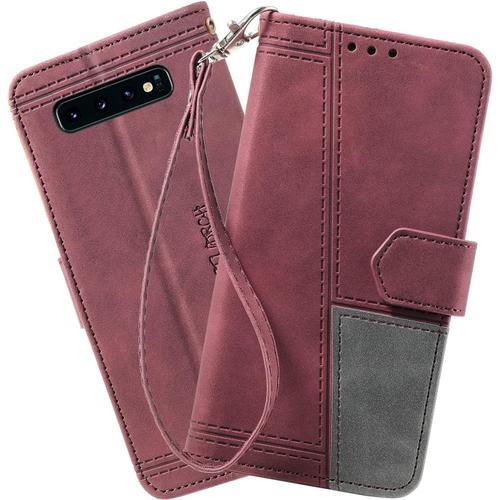 Coque Compatible Avec Galaxy S10 Plus, Portefeuille Housse En Cuir ... on Productcaster.