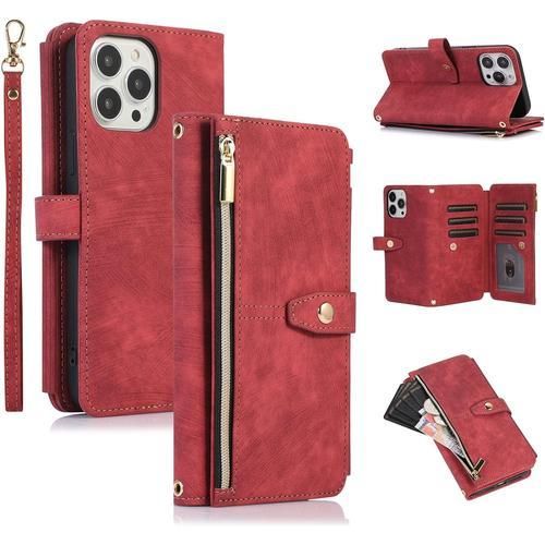 Etui Pour Iphone 13 Pro 6.1 Inch, Portefeuille Cuir Pu Retro Rabat ... on Productcaster.