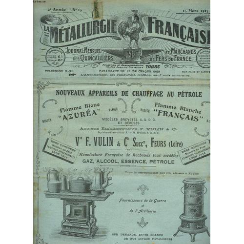 La Metallurgie Francaise, Journal Mensuel Des Quincailiers Et March... on Productcaster.